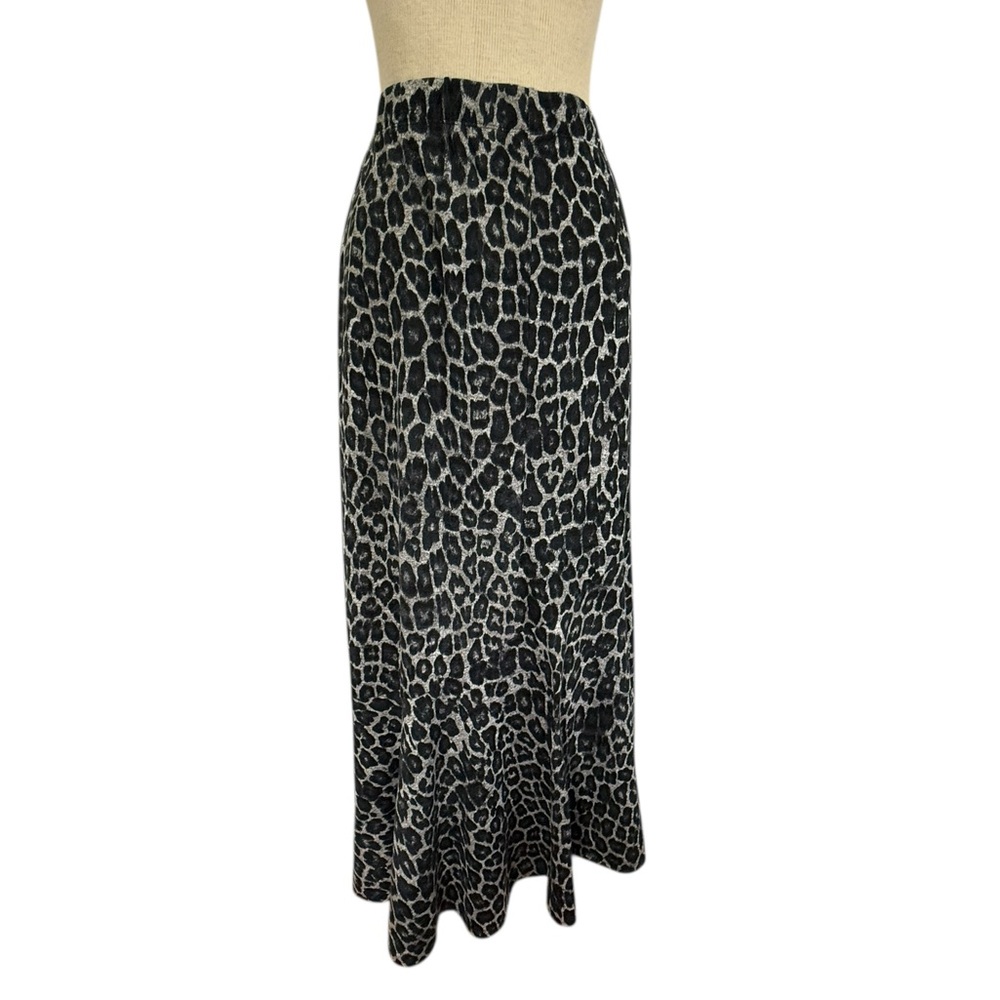 Chico’s Leopard Print High Low Maxi Skirt Sz 1/M Pull-On Elastic Edgy, Boho Chic - Picture 3 of 9